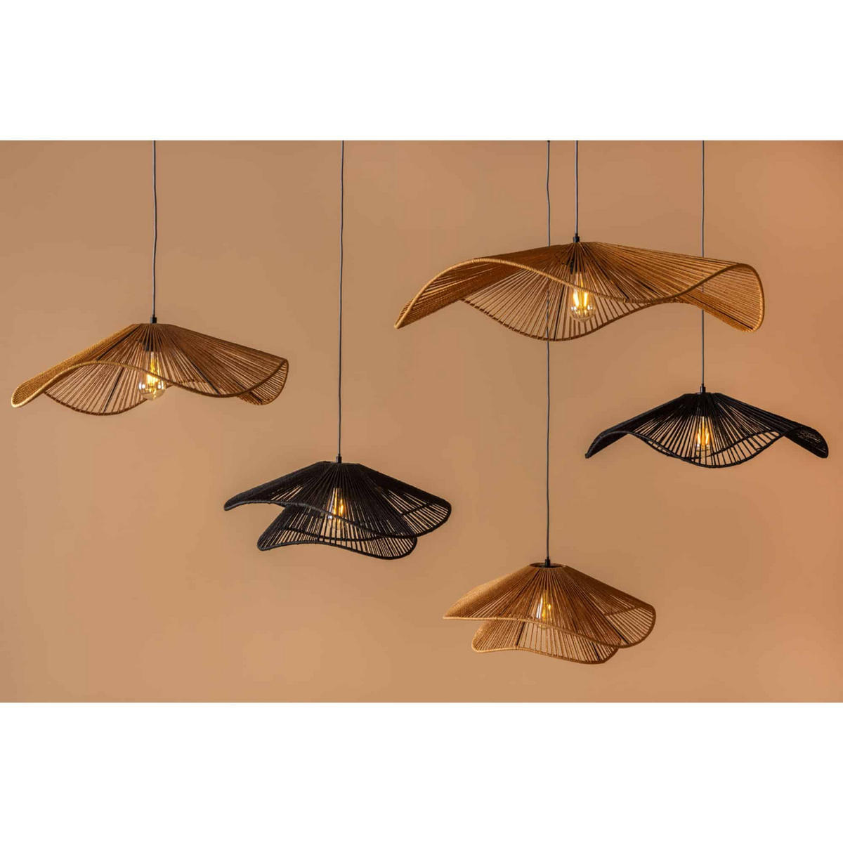 HANGELAMPE Sombra 80/80/19 cm - Naturfarben, Naturmaterialien (80/80/19cm) - Leitmotiv