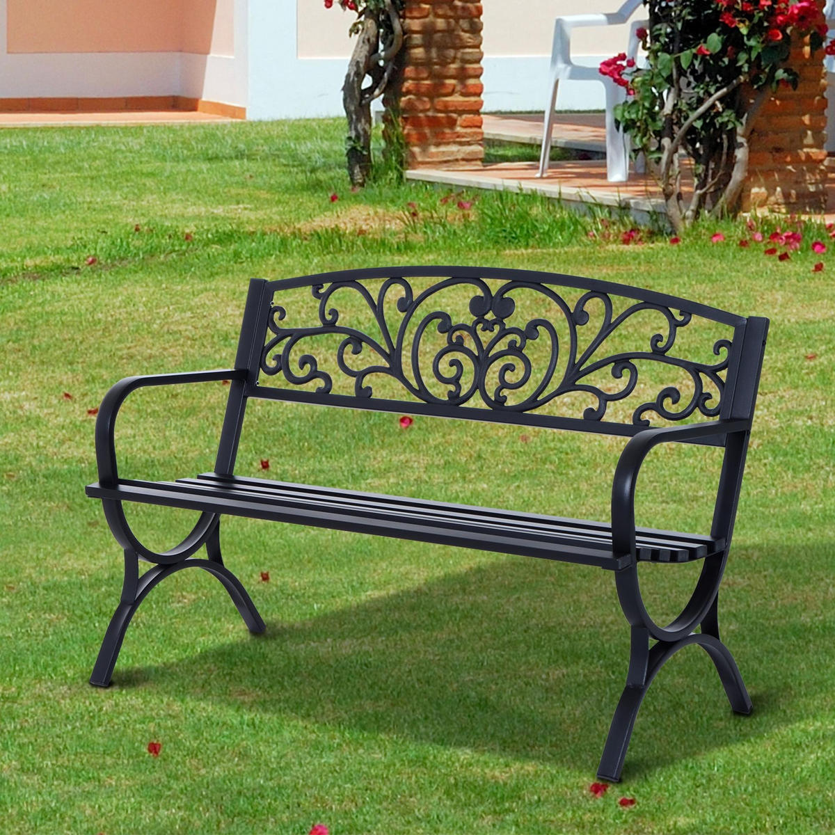 GARTENBANK DE-17748 Schwarz - Schwarz, Metall (127/85/60cm) - ComfortXL