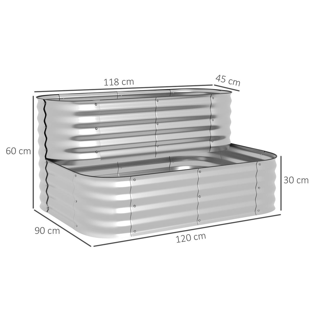 STUFENBEET, Silberfarben - Silberfarben, Metall (90/30/120cm) - Outsunny