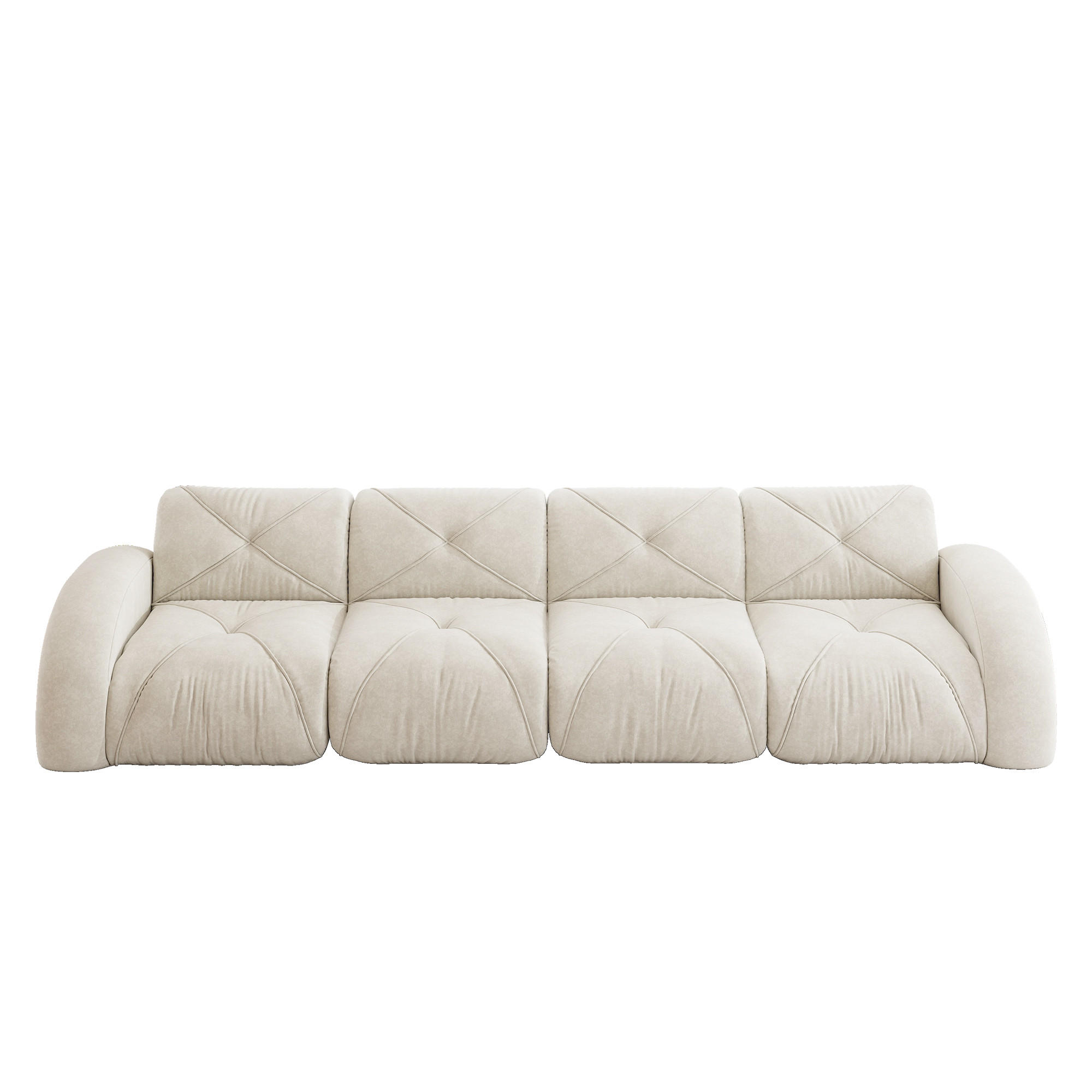 4-SITZER SOFA Chenille Hellbeige - Weiß, Textil (358/76/95cm) - WISHDOR