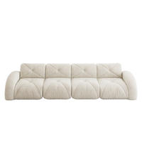 4-SITZER SOFA Chenille Hellbeige - Weiß, Textil (358/76/95cm) - WISHDOR