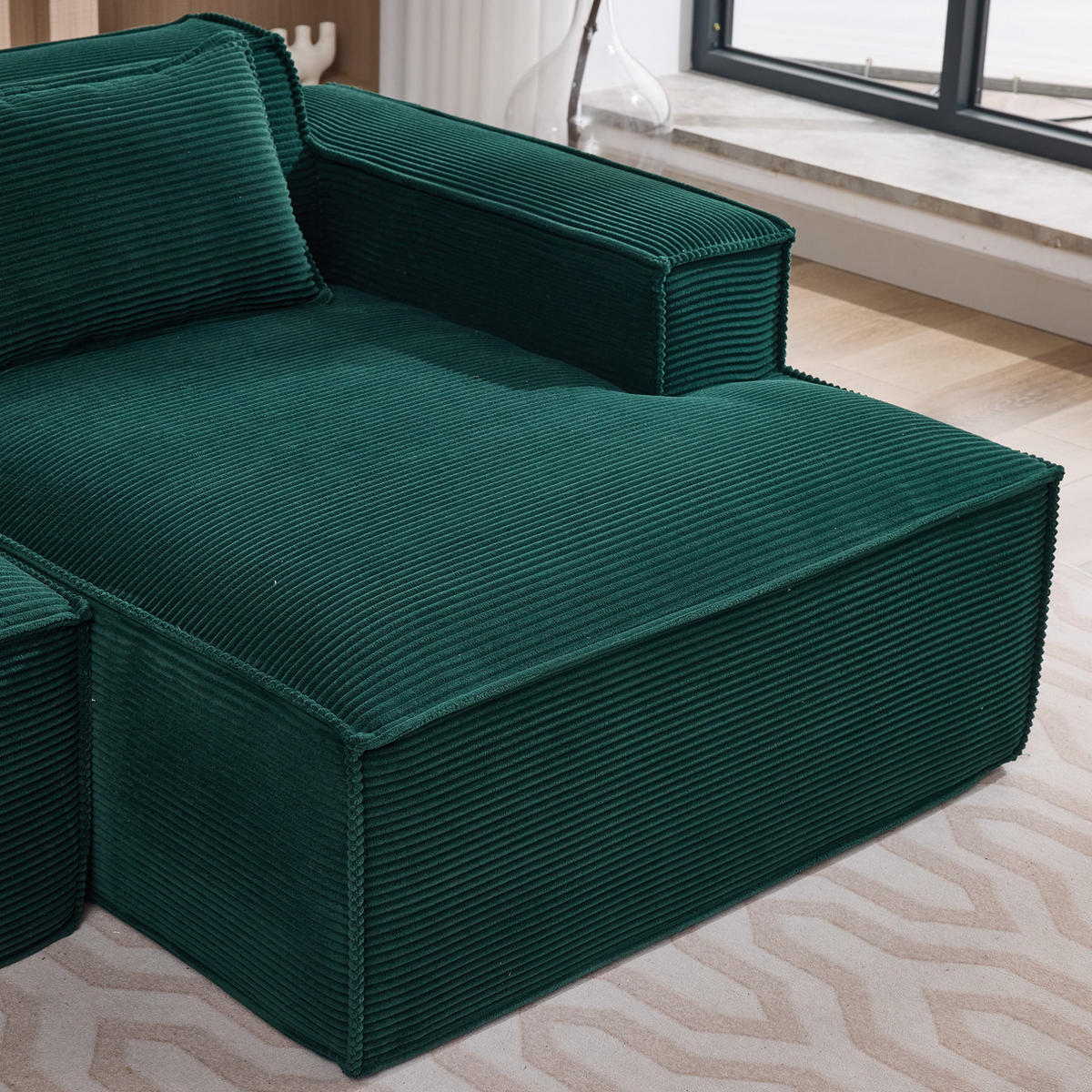 SOFA kompakt 235 cm Polyester Retro Green - Dunkelgrün, Textil (129/235cm) - Meubliv