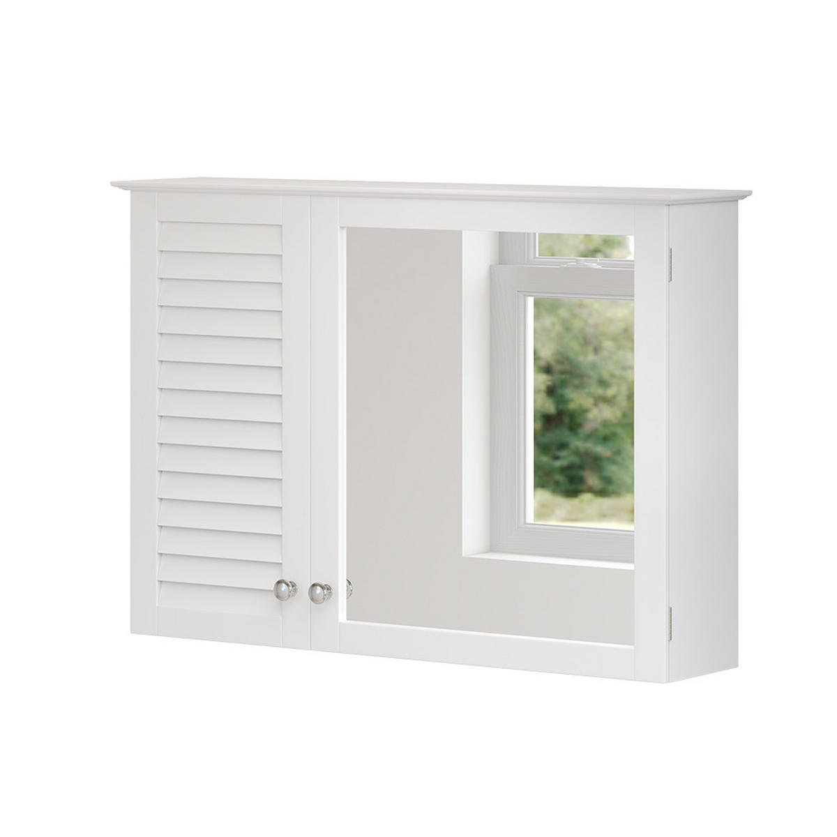BADSPIEGELSCHRANK Riad Weiß 68 x 48 cm mit 2 Türen - Weiß, Holzwerkstoff (68/48/16.5cm) - Vicco