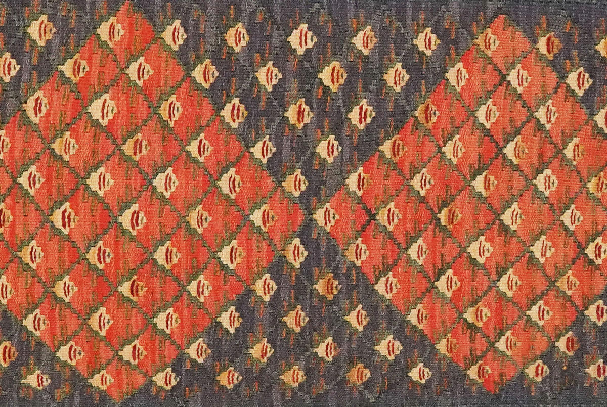 HANDWEBTEPPICH Kelim Senneh Blau 91/61 cm Schurwolle - Blau, Textil (61/91cm) - Looma