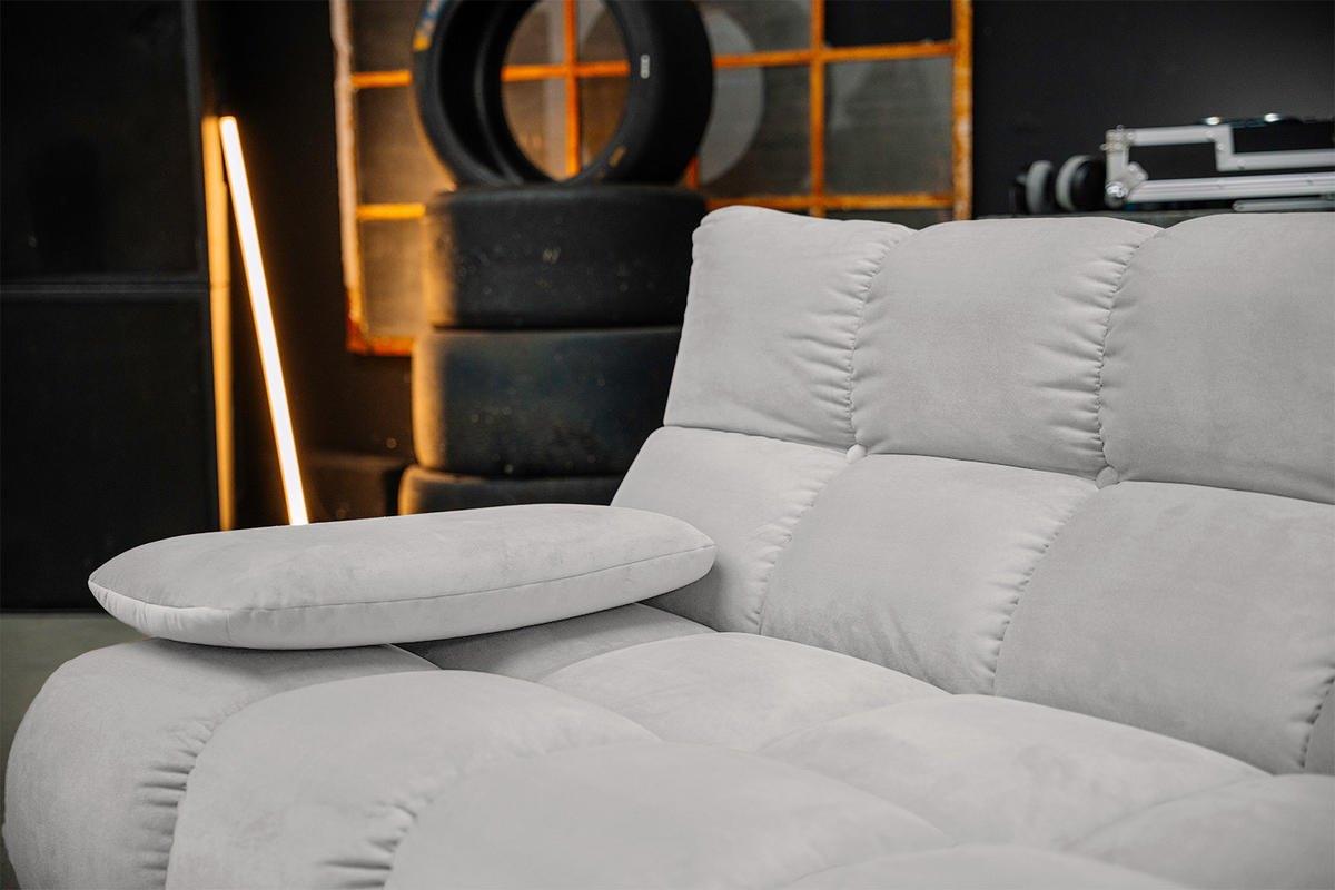 SITZGRUPPE VIVIEN 3ER SET Silber Velvet - Silberfarben, Kunststoff/Textil (359/85/510cm) - KAWOLA