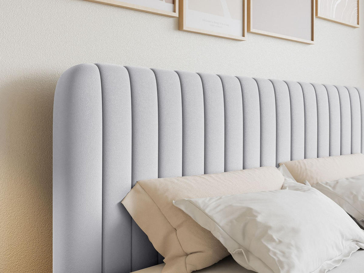 BOXBETT Saliano mit Topper und Chenille-Bezug Hellgrau, 140x200 cm - Hellgrau, Kunststoff/Textil (140/200cm) - Selsey