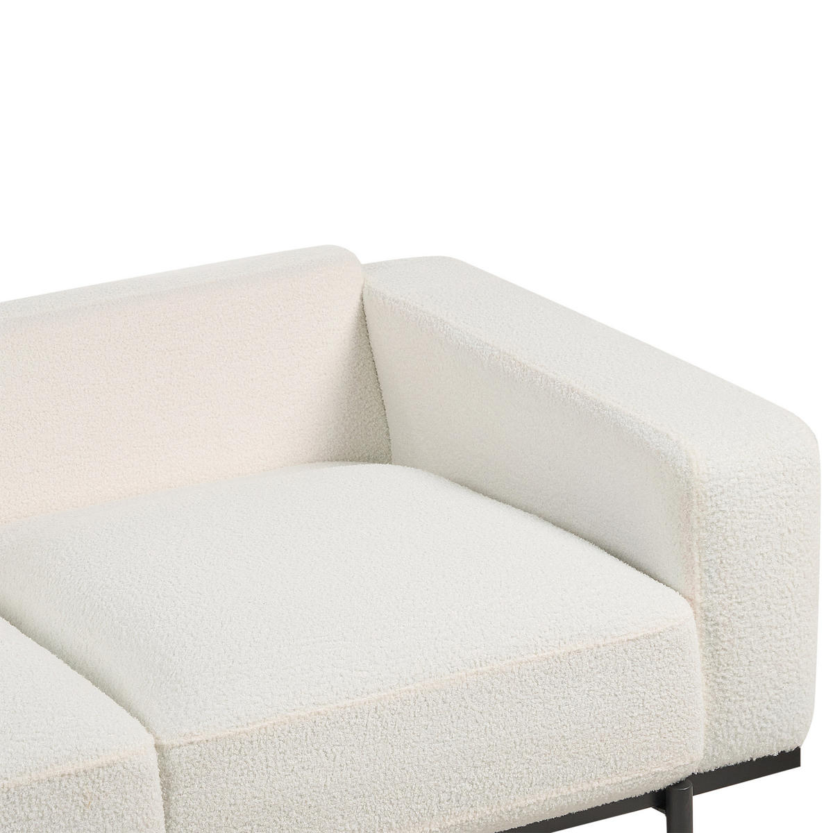 3-SITZER-SOFA Bouclé Cremeweiß Sovik - Weiß, Textil (215/72/87cm) - Beliani