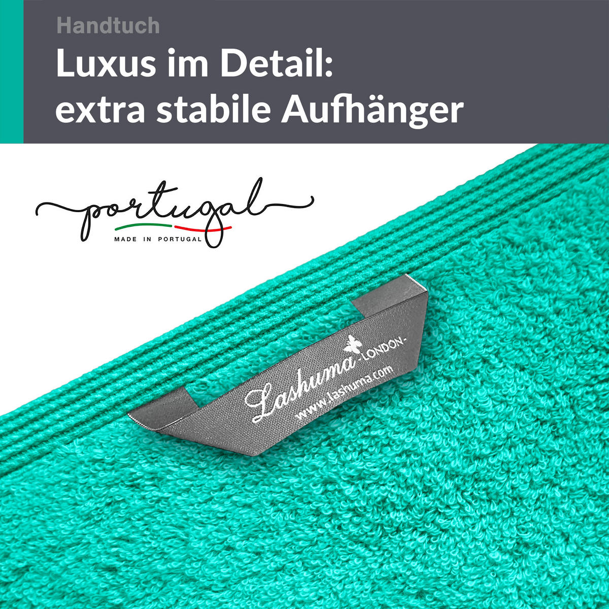 HANDTUCH 50x100 cm London Meeres Türkis 4er Set - Hellgrün, Textil (50/100cm) - Lashuma