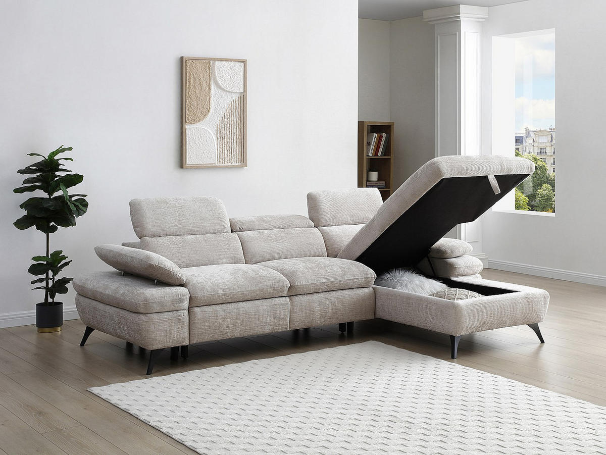 SCHLAFSOFA - 5 Personen - Stoff - Beige - - Beige, Textil (284/80/176cm) - Vente-Unique