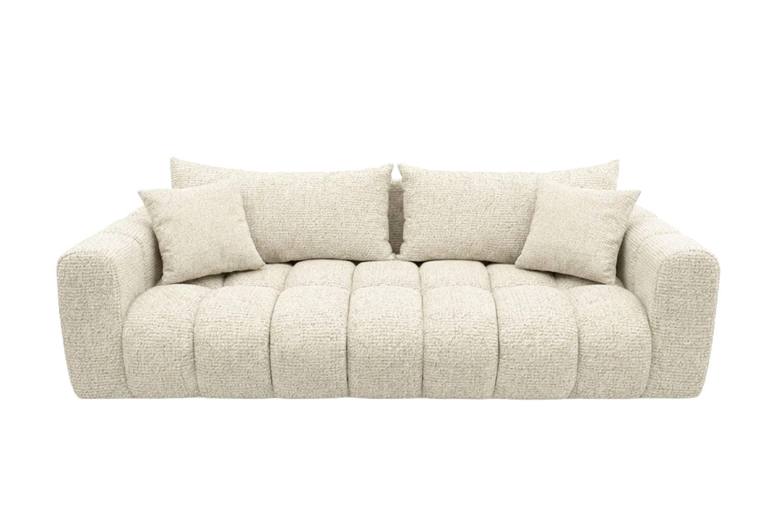 SCHLAFSOFA Mit Bettkasten, Chenillestoff Puente, Ecru, COSMOPOLITAN - Ecru, Holz (240/80/97cm) - Kaiser Möbel