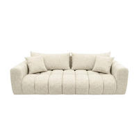 SCHLAFSOFA Mit Bettkasten, Chenillestoff Puente, Ecru, COSMOPOLITAN - Ecru, Holz (240/80/97cm) - Kaiser Möbel