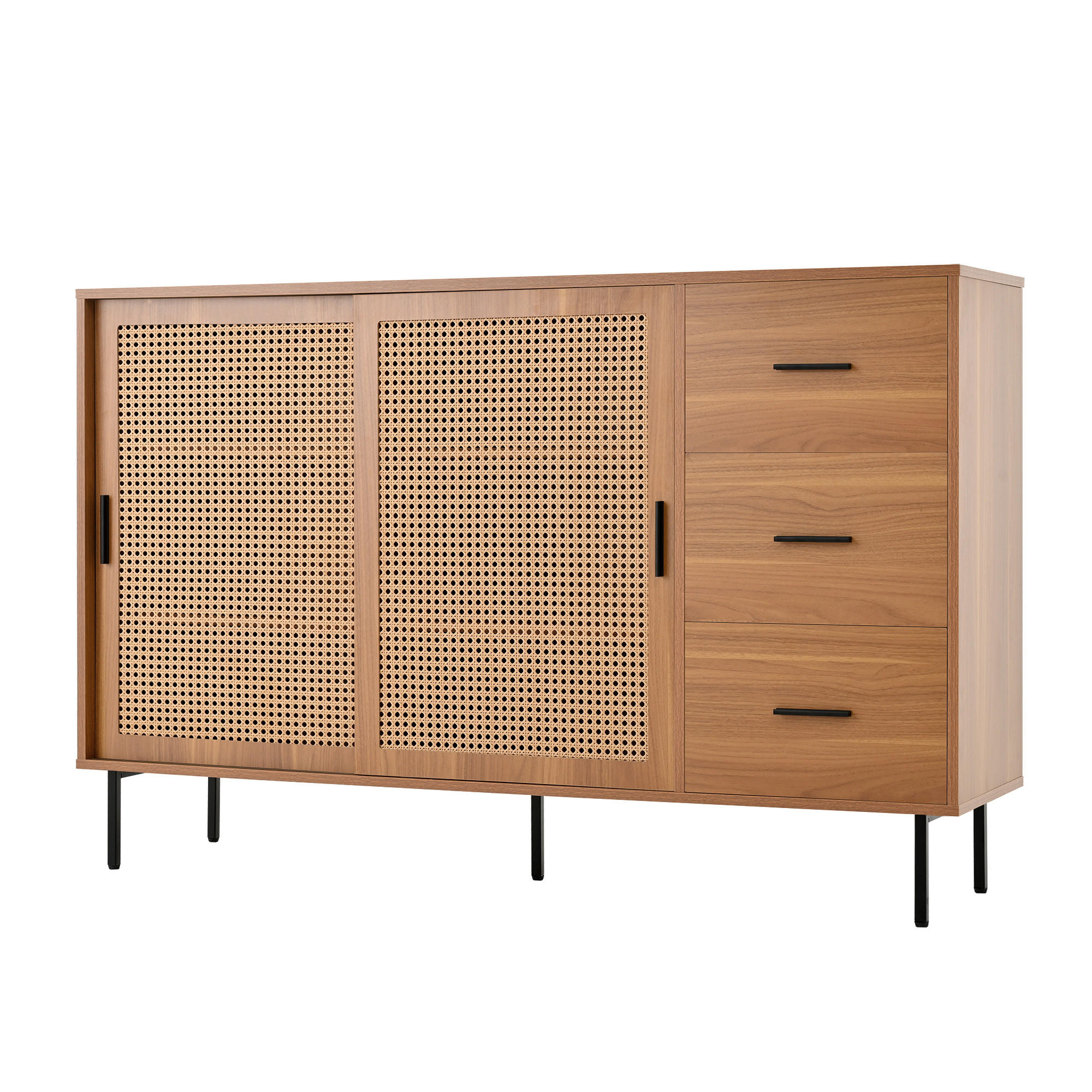 SIDEBOARD DE-37895 mit 2 Schiebetüren und 3 Schubladen Holzfarbe - Naturfarben, Holzwerkstoff (140/91/37cm) - ComfortXL