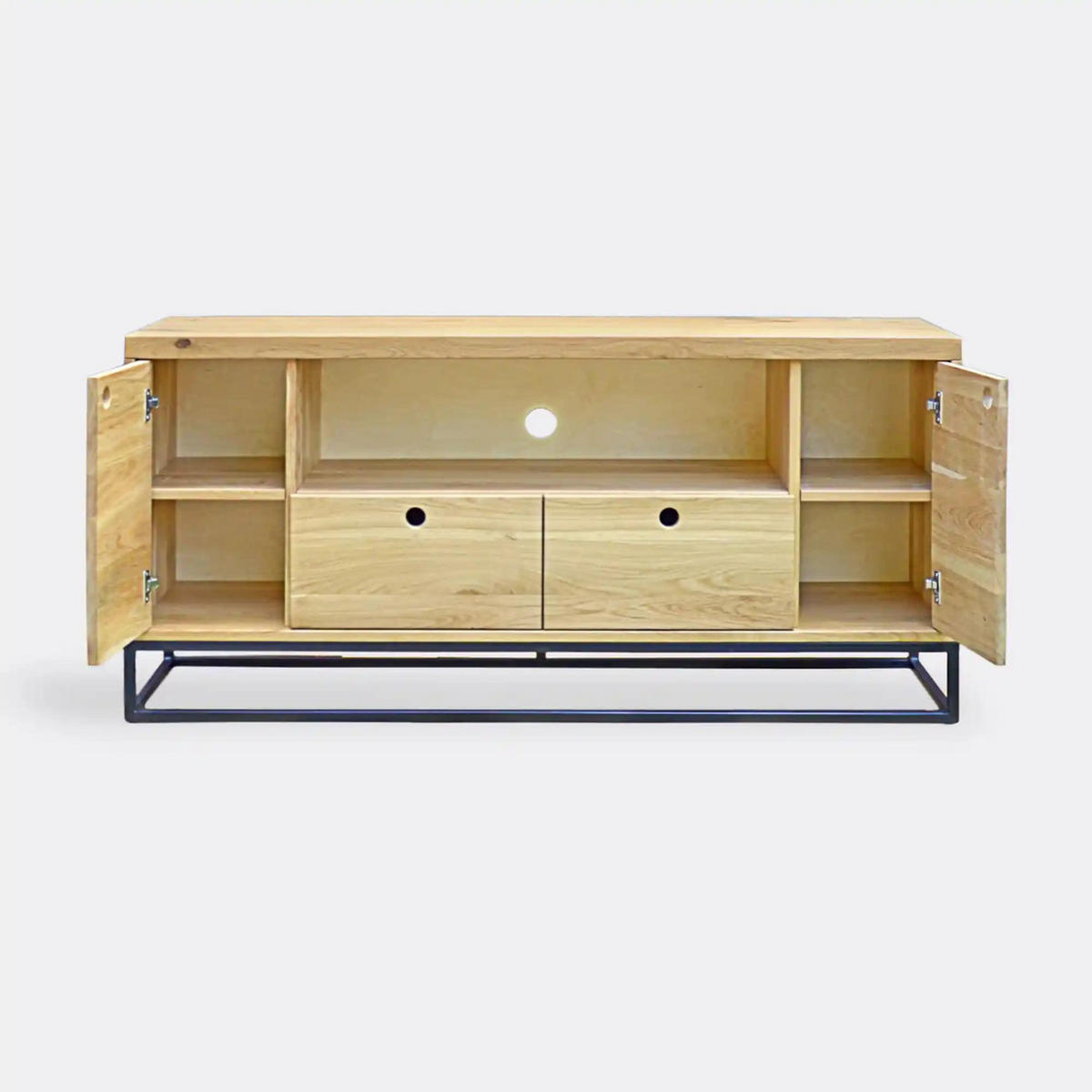 TV-SCHRANK im Industrie Look aus Eichenholz fürs Wohnzimmer MERIS - Eichefarben, Holz (160/70/40cm) - Rawood Furniture