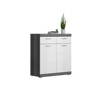 SCHUHSCHRANK Scout Garderobe in Rauchsilber Nb. und weiß hochglanz B/H/T: 90x96x37 cm - Silberfarben, Holz (90/96/37cm)