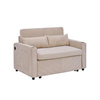 SCHLAFSOFA DE-35037 3-in-1 mit USB und Slide-Funktion Beige - Beige, Holz (134/73/195cm) - ComfortXL