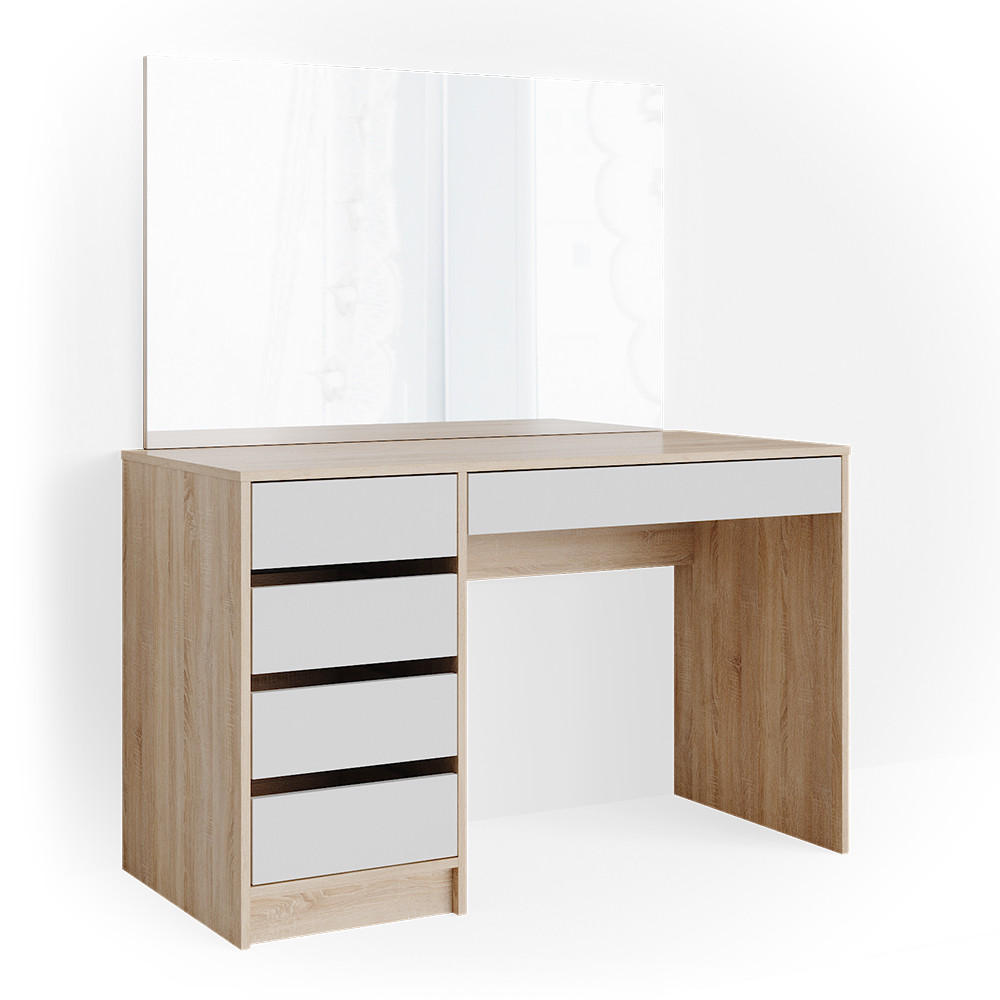 SCHMINKTISCH Sherry Weiß/Sonoma 120 cm - Weiß/Sonoma Eiche, Holzwerkstoff (120/75/55cm) - Vicco