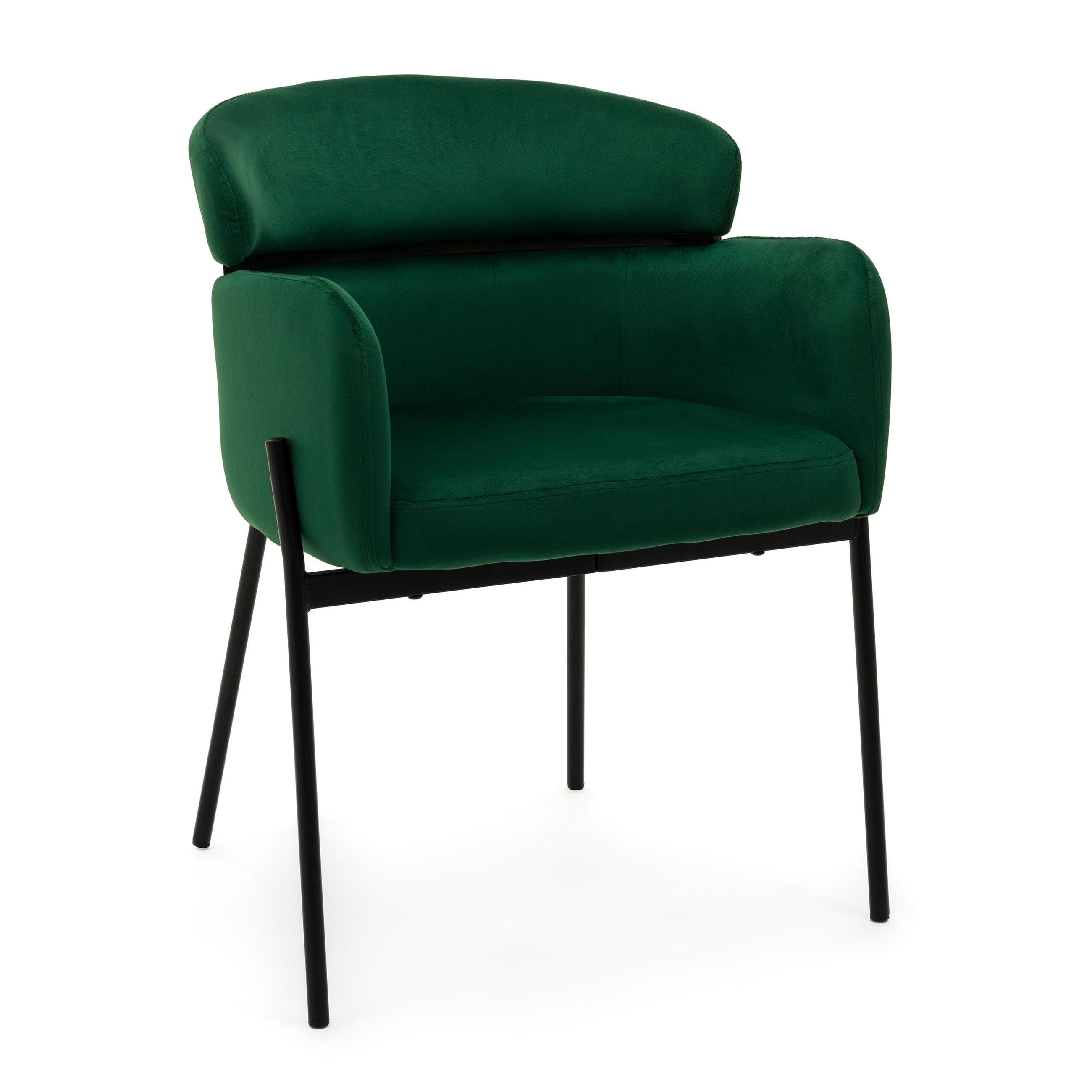 STUHL BOLZANO gepolsterter mit Steppung - grün - Samt Velour - Schwarz/Grün, Textil/Metall (62/80/61cm) - NEW HOME