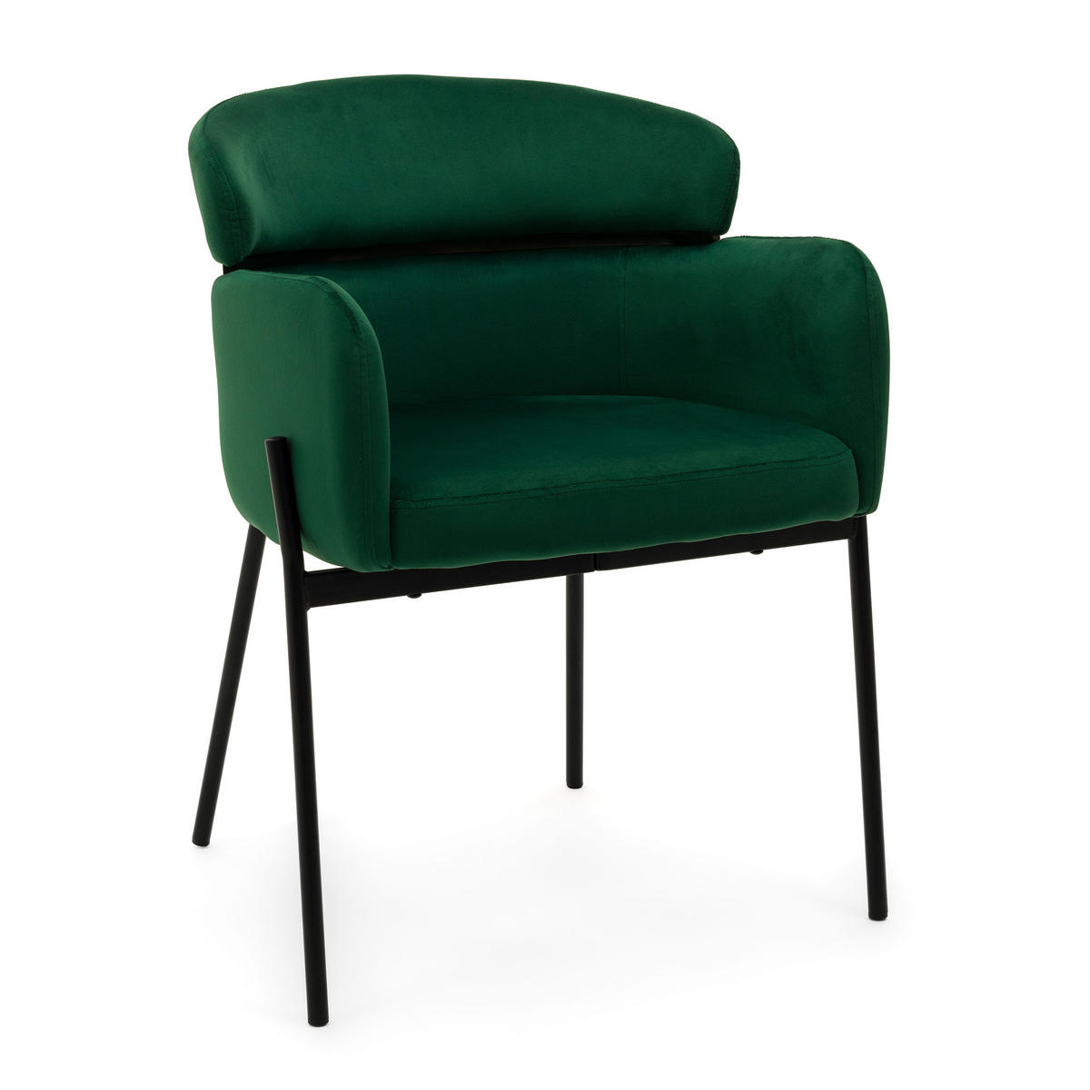 STUHL BOLZANO gepolsterter mit Steppung - grün - Samt Velour - Schwarz/Grün, Textil/Metall (62/80/61cm) - NEW HOME