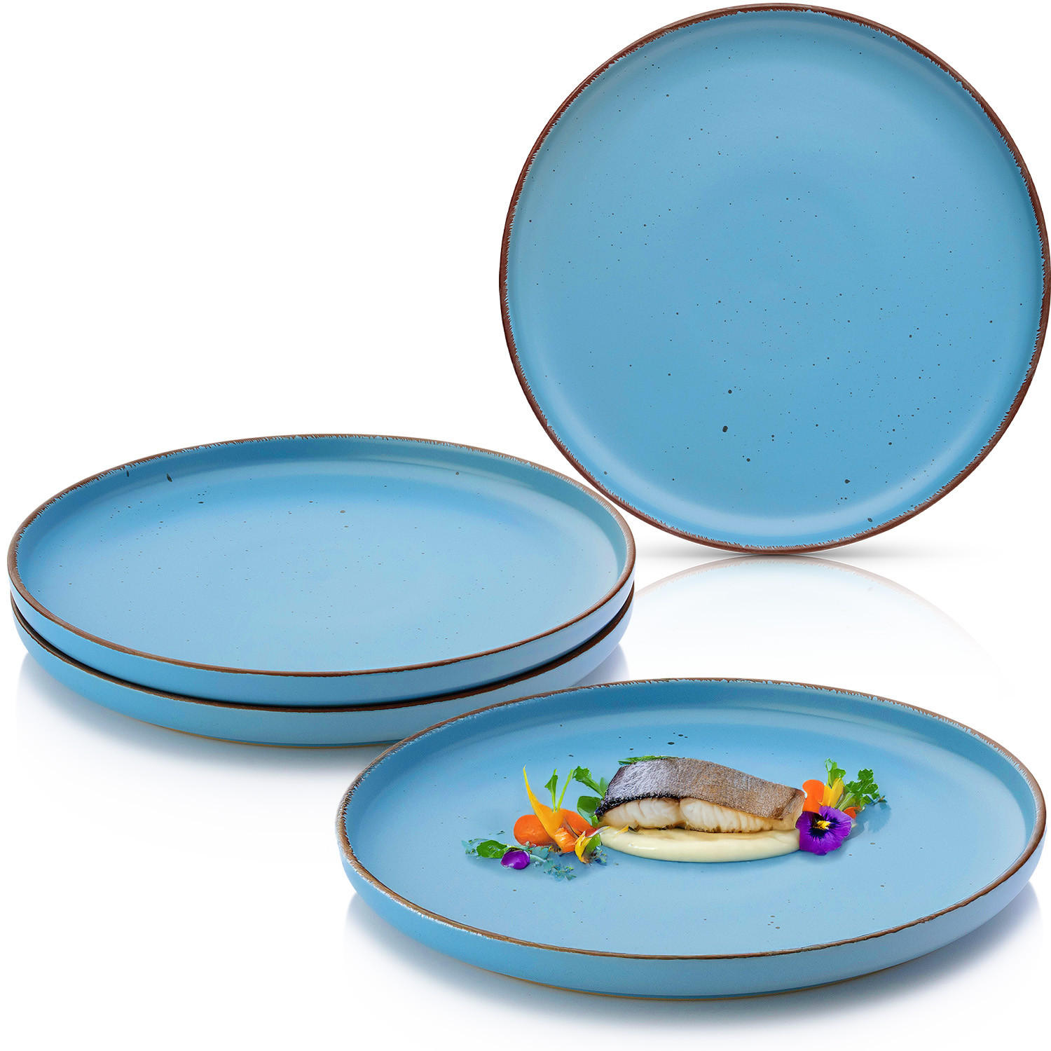 SPEISETELLER BOMBAY SAPHIR - 4 teilig aus Steingut - Blau, Stein (27cm) - Sänger