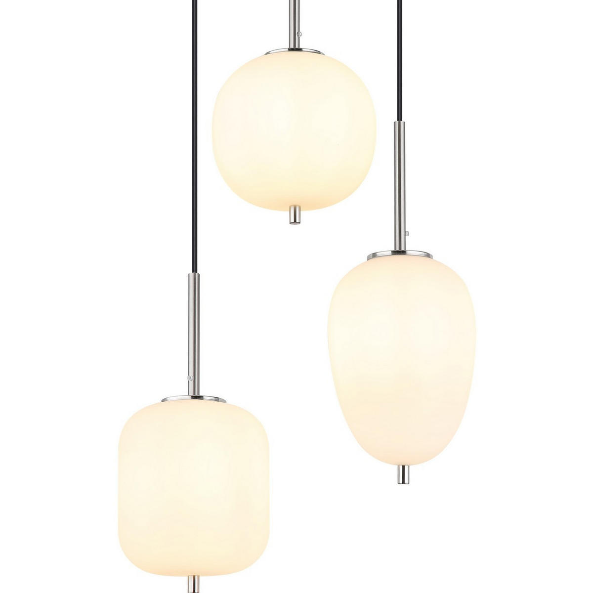 LED HÄNGELEUCHTE BLACKY I Weiß Nickel matt - Weiß, Metall (46/46/120cm) - Globo Lighting