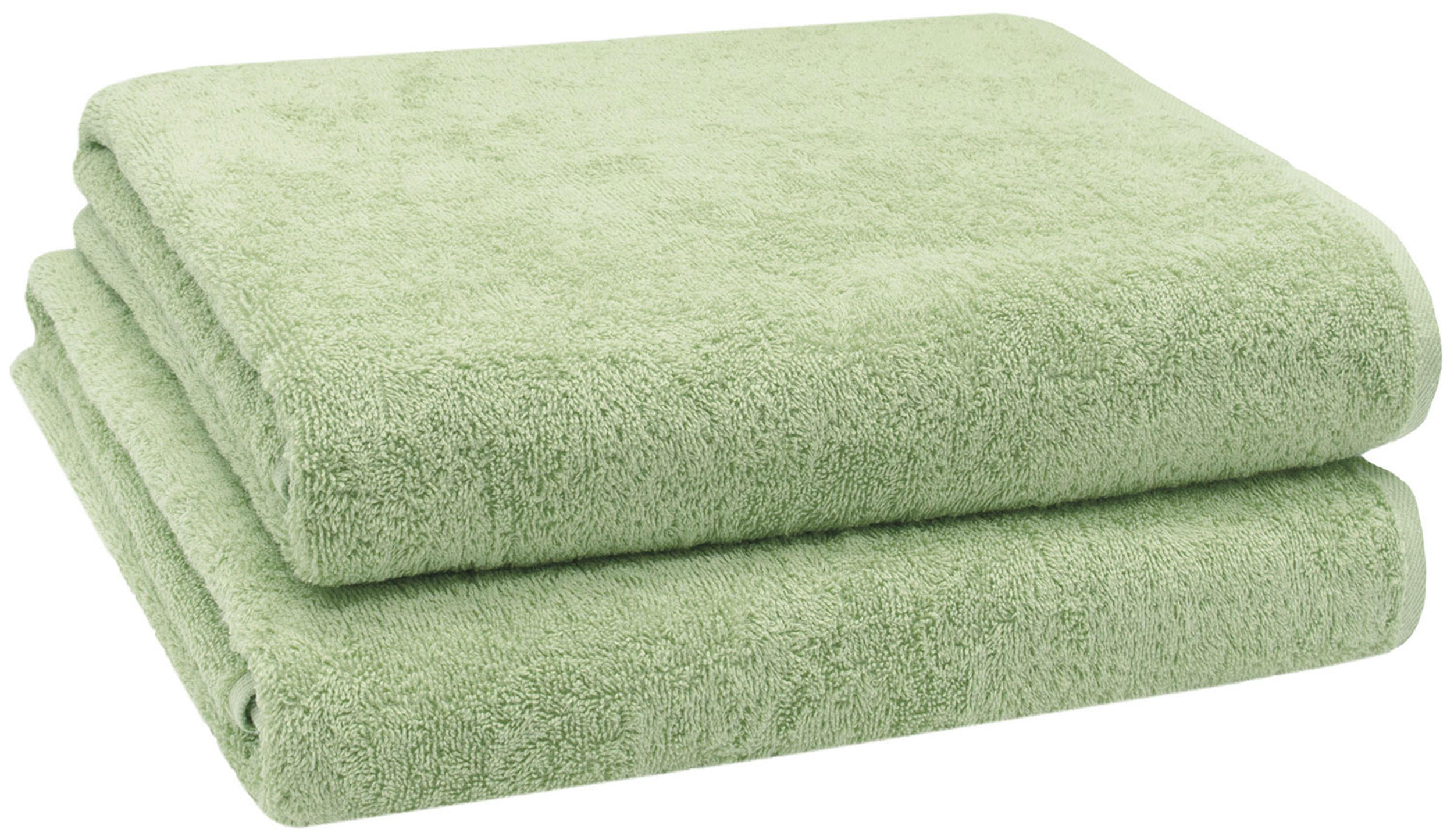 BADETUCH, 2er-Set, 100x150 cm, 100% Baumwolle, Grün - Hellgrün, Textil (100/150cm) - Zollner