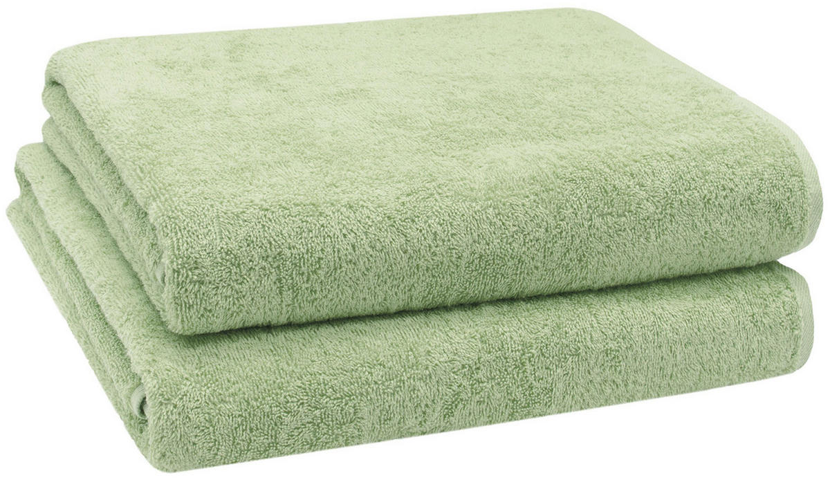 BADETUCH, 2er-Set, 100x150 cm, 100% Baumwolle, Grün - Hellgrün, Textil (100/150cm) - Zollner