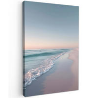 LEINWANDBILD Küstenlinie - Pastell - Wasser Wanddeko Schlafzimmer 60x90 cm - Pastellblau, Textil (60/90cm) - MuchoWow