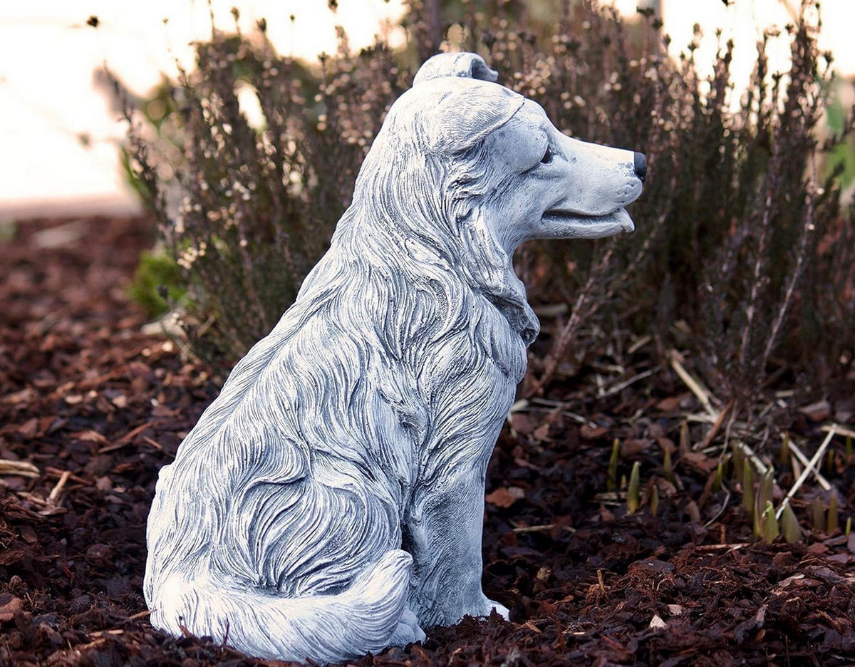 STEINFIGUR Hund Collie, Frostfest - Grau, Stein (15/25/22cm) - stoneandstyle