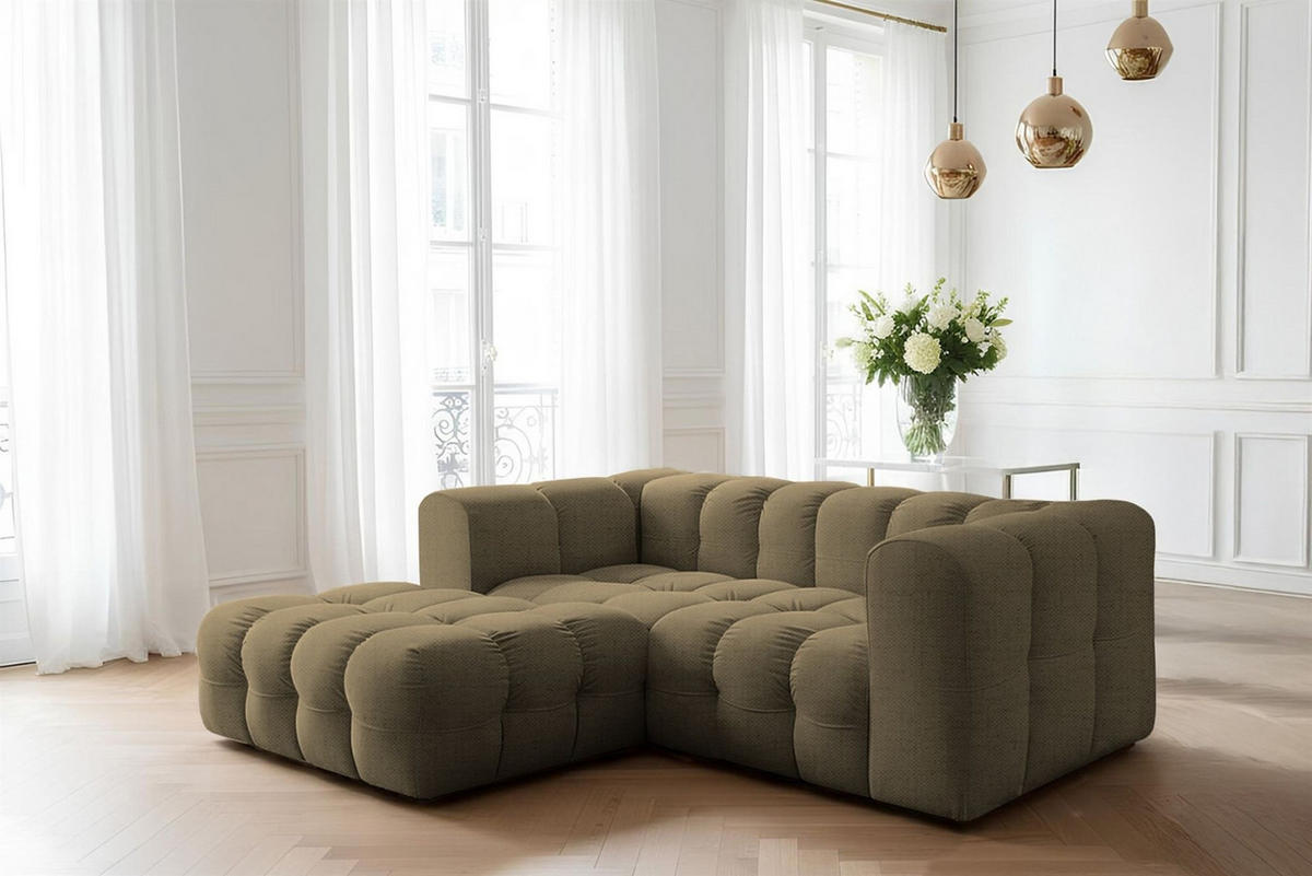 ECKSOFA Solvie Xs In Moly - Grün, Holzwerkstoff/Textil (193/239cm) - Fun Möbel