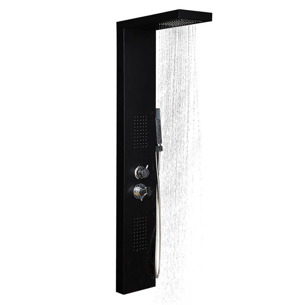DUSCHPANEEL CASCATA - Schwarz - Schwarz, Metall (20/142/50.5cm) - Home Deluxe