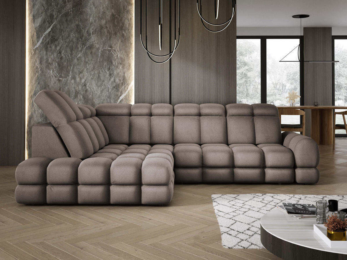 ECKSOFA TOLLO Solar-stoff L-form 302x217x105 cm schokolade - Bronzefarben, Holz/Textil (302/217cm) - DomoHome