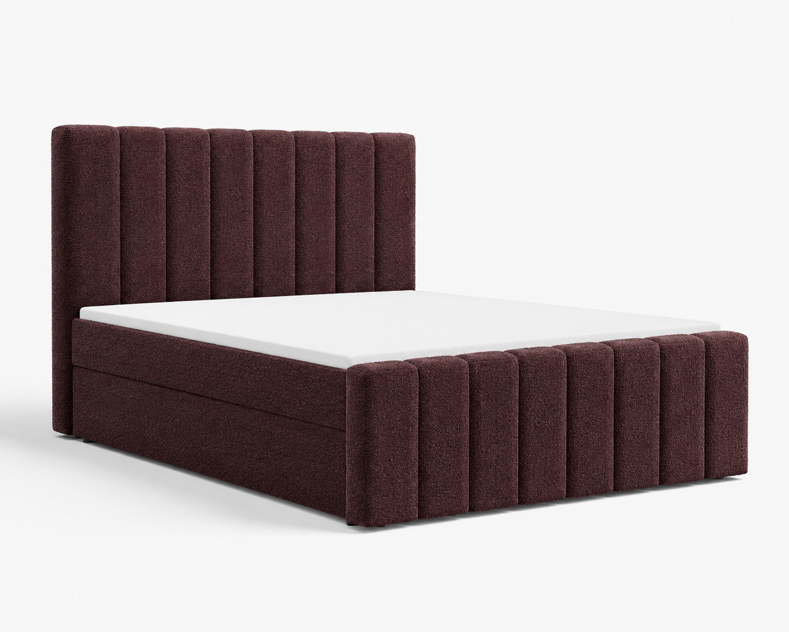 BOXBETT 01 BIS 140 x 200 cm - Vibe - Modernes Polsterbett mit Bettkasten inkl. PU-Schaum-Topper und Federmechanismus - Bordeaux, Holz (140/200cm) - ROYAL24_MARKT