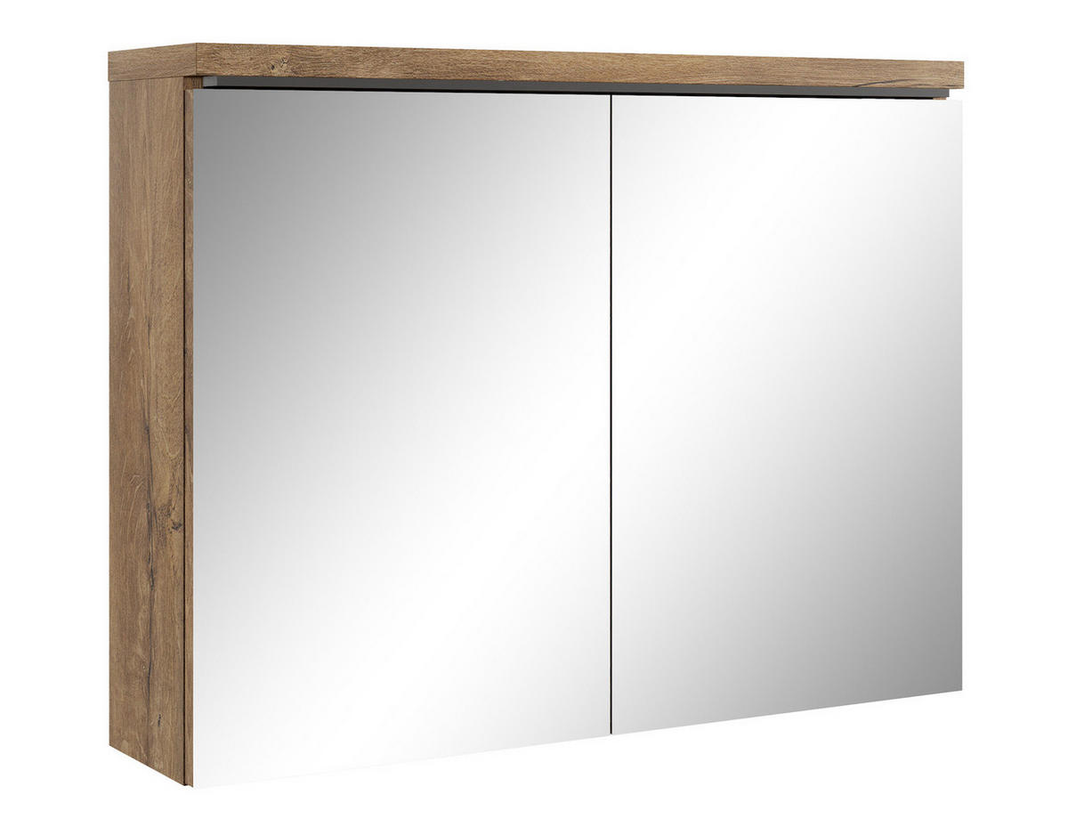 SPIEGELSCHRANK Paso Braun Eiche - 80 x 20 x 60 cm - Eichefarben/Braun, Holz (80/60/20cm) - Badplaats