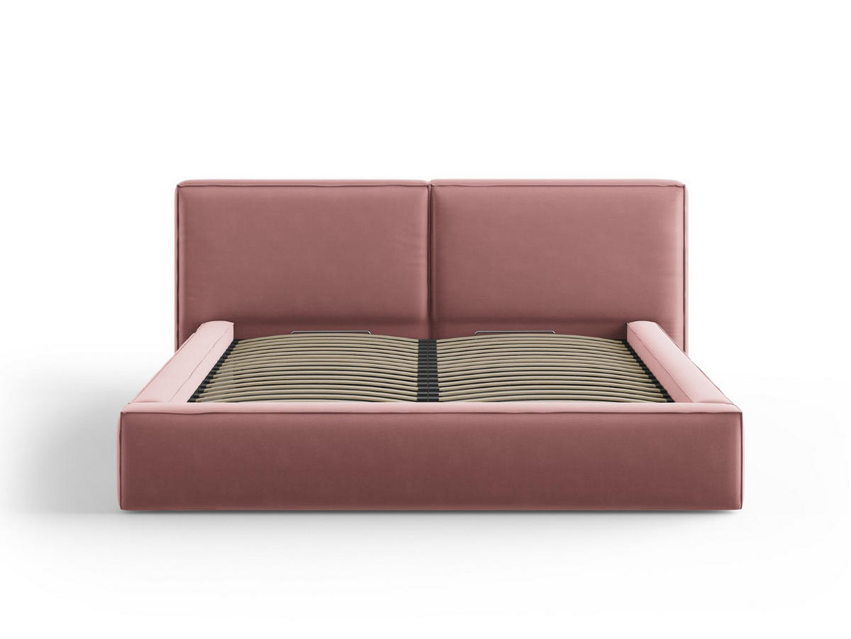 BETT mit Bettkasten und Kopfteil Jodie aus Samt rosa 180x200cm - Pink, Textil (180/200cm) - Micadoni