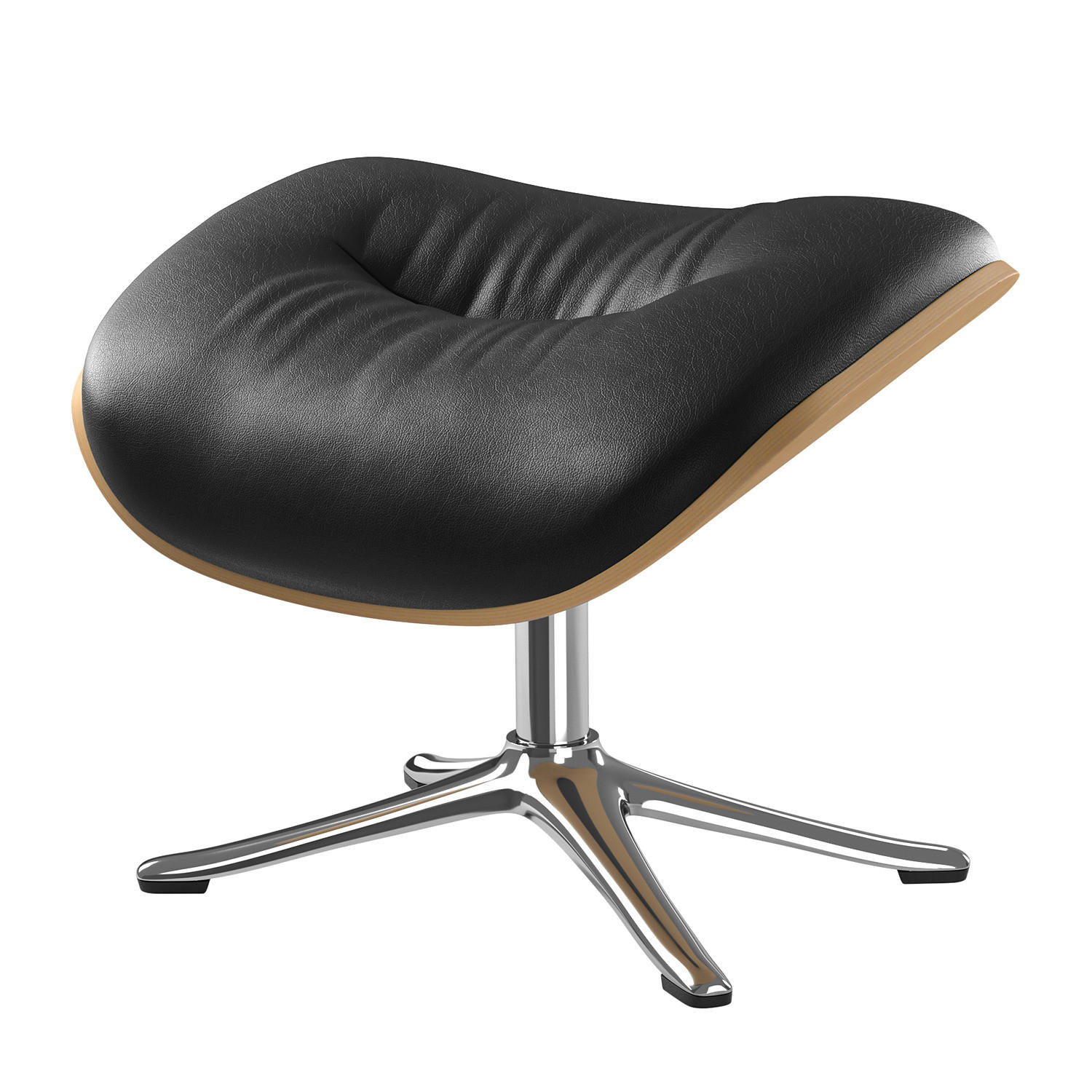 POLSTERHOCKER - Chromfarben/Schwarz, Leder/Metall (44/39/42cm) - home24