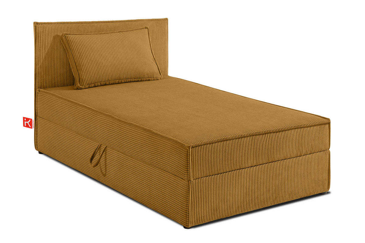 BOXSPRINGBETT ROTI Einzelbett, gelb - Gelb/Schwarz, Holz/Holzwerkstoff (80/200cm) - KONSIMO®