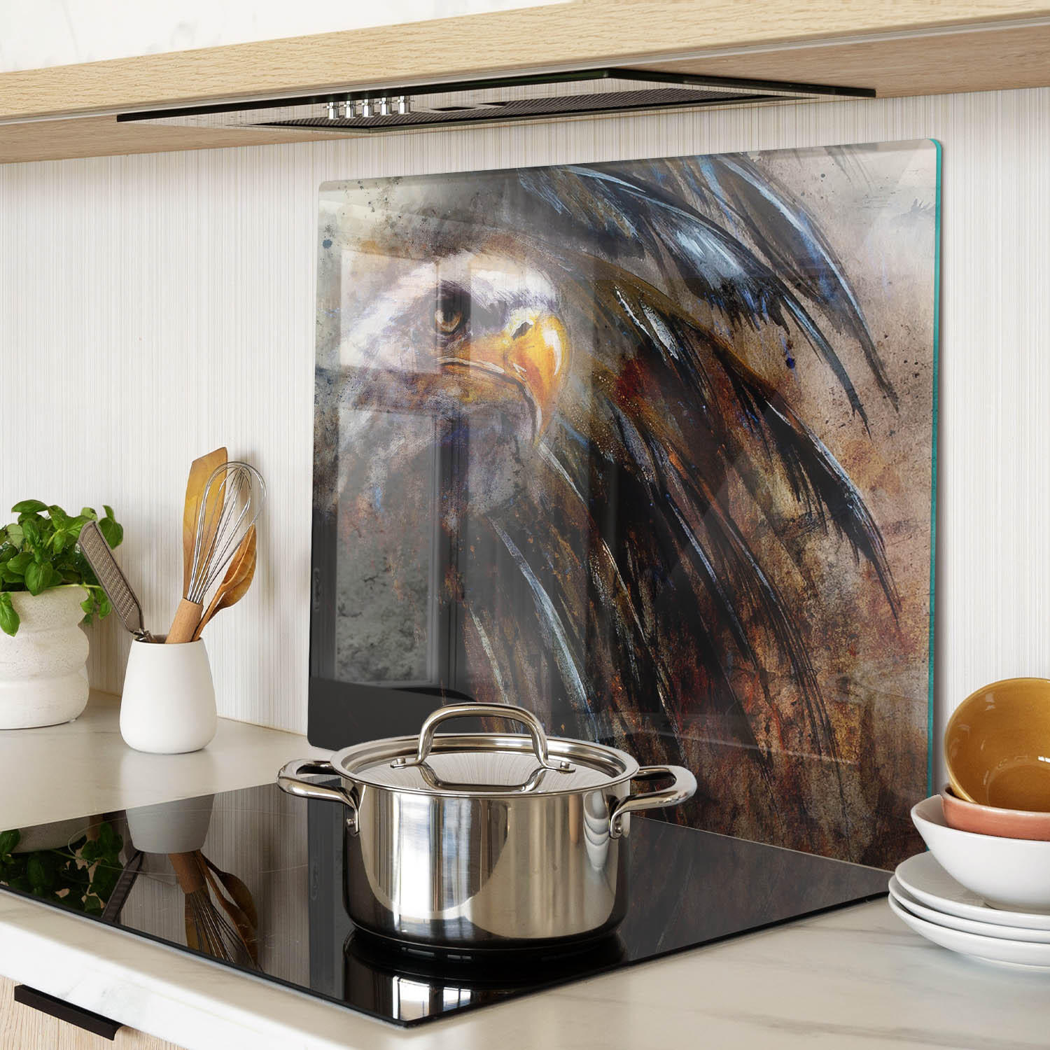 GLASPLATTE 60x52 cm Adler - Braun, Glas (60/0.4/52cm) - TULUP