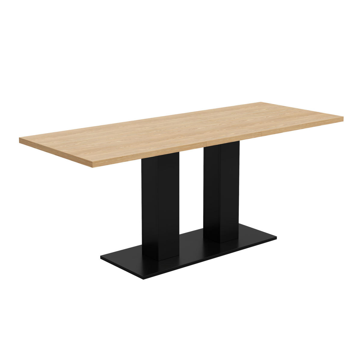 ESSTISCH 140/180/70 cm natur aus MDF mit Ausziehfunktion - Schwarz, Holzwerkstoff (180/70/75cm) - OKWISH