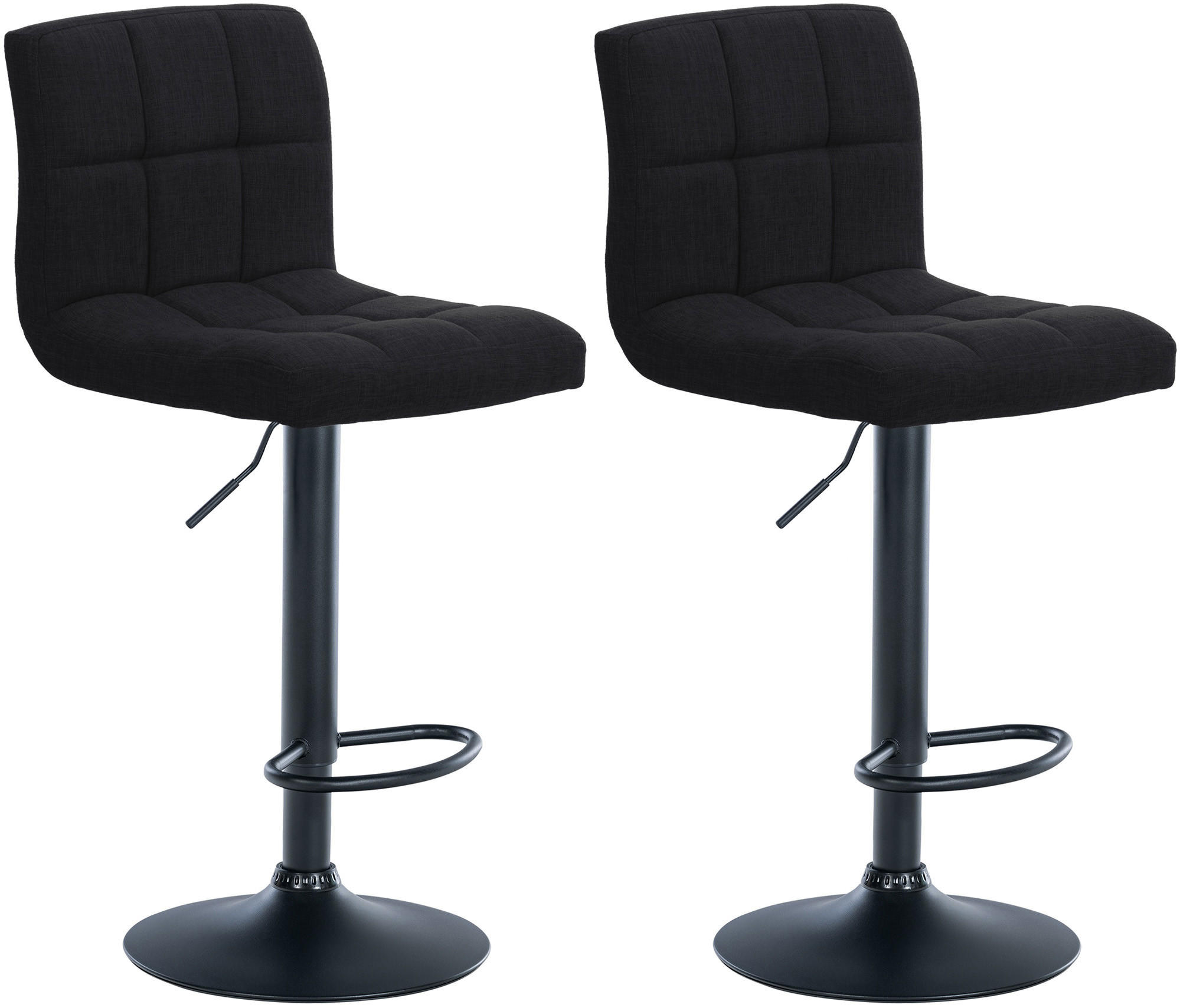 BARHOCKER 2er Set Stoff schwarz - Schwarz, Textil/Metall (46/94/47cm) - CLP