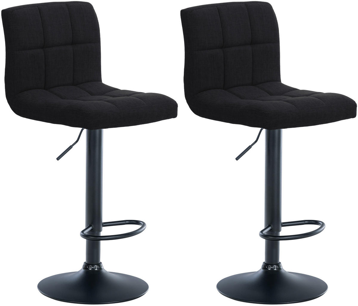 BARHOCKER 2er Set Stoff schwarz - Schwarz, Textil/Metall (46/94/47cm) - CLP