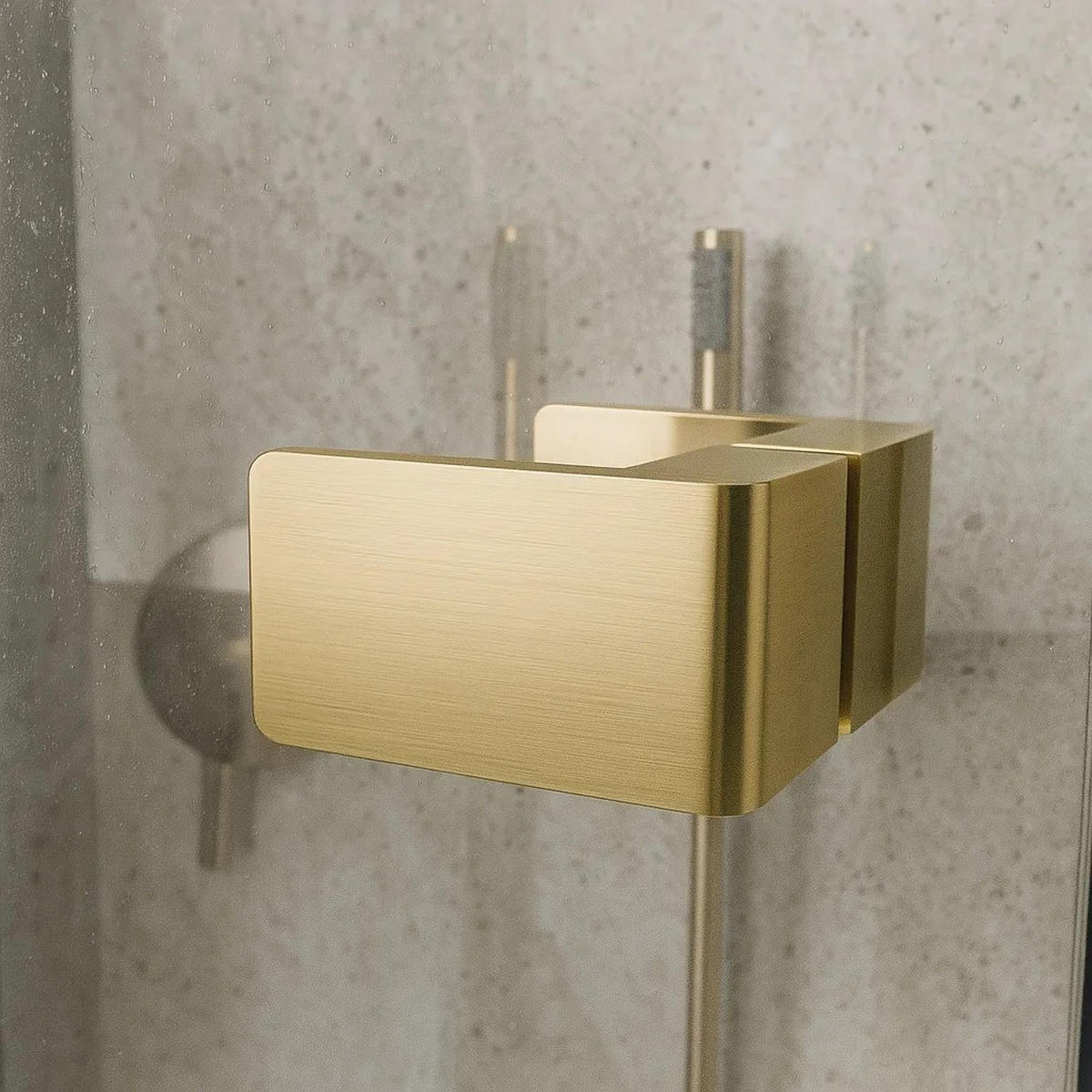 DUSCHKABINE Rea Atlas 100x80 Brush Gold rechte - Goldfarben, Glas (100/80/200cm) - REA