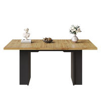 ESSTISCH in Naturfarbe und Schwarz ausziehbarer Esszimmertisch mit Regalen für Küche und Esszimmer, L120-160/B80/H75 cm - Schwarz/Naturfarben, Holzwerkstoff/Metall (80/160/75cm) - STILVORA