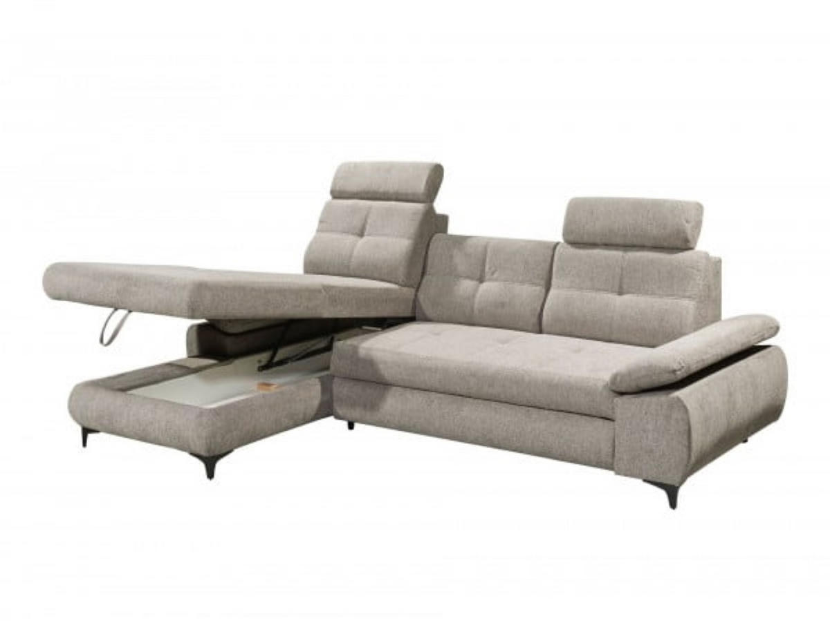 ECKSOFA mit Schlaffunktion und Bettkasten - Silberfarben/Schwarz, Kunststoff/Textil (274/177cm) - ed exciting design