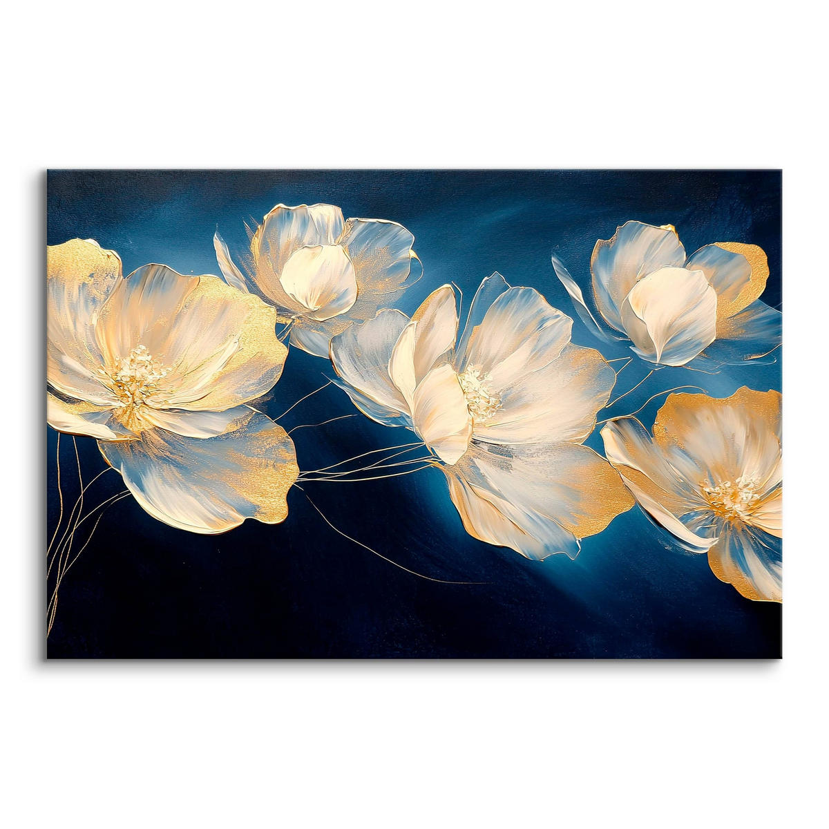 LEINWANDBILD für Schlafzimmer Blumen Pflanzen Natur Malarei 30cm x 20cm - Blau/Beige, Textil (30/20cm) - Muralo