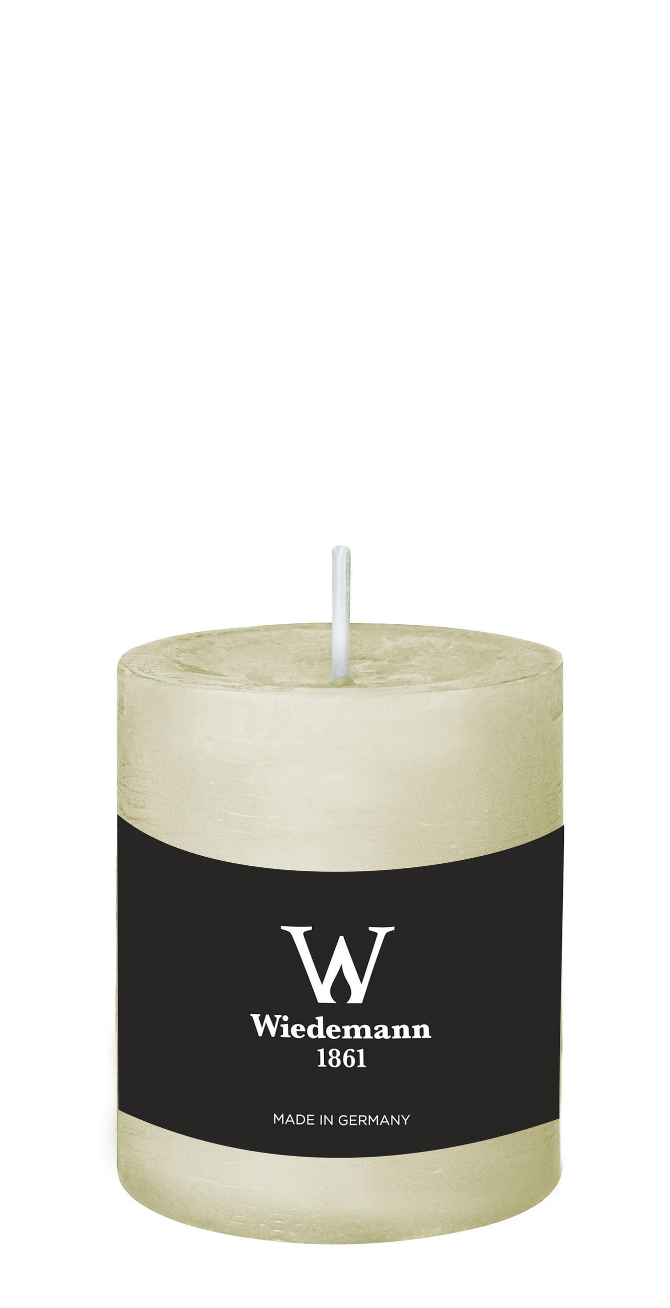 STUMPENKERZE Rustik Marble Style Elfenbein 80 x Ø 68 mm, 1 Stück - Beige, Paraffin (8cm) - Wiedemann Kerzen