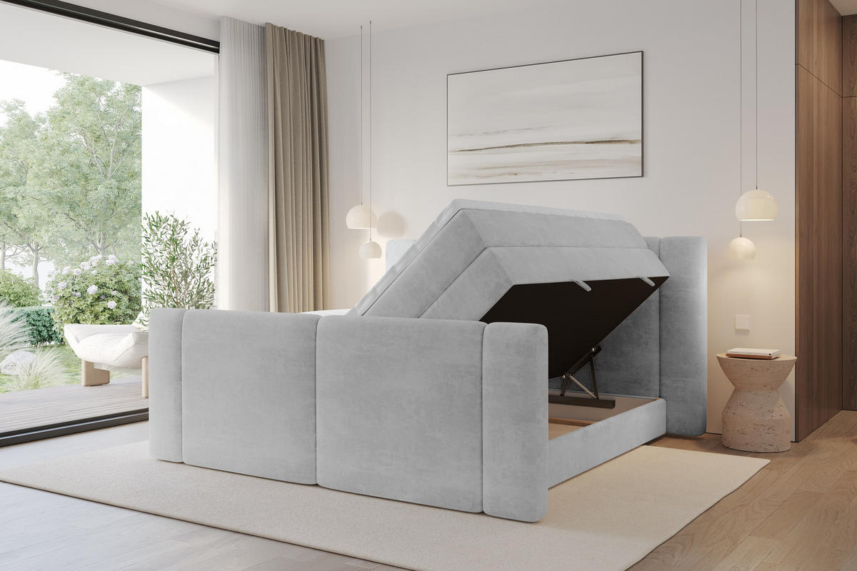 BOXSPRINGBETT mit Matratze H3/H4 - EVON KING Zanozek - 140x200 cm Grau - Greige, Holzwerkstoff (140/200cm) - ALTDECOR