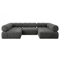 WOHNLANDSCHAFT modulares Sofa Garvo-U1 - 285x190x70 cm Dunkelgrau Velours - Dunkelgrau, Holzwerkstoff/Textil (285/70/190cm) - ALTDECOR