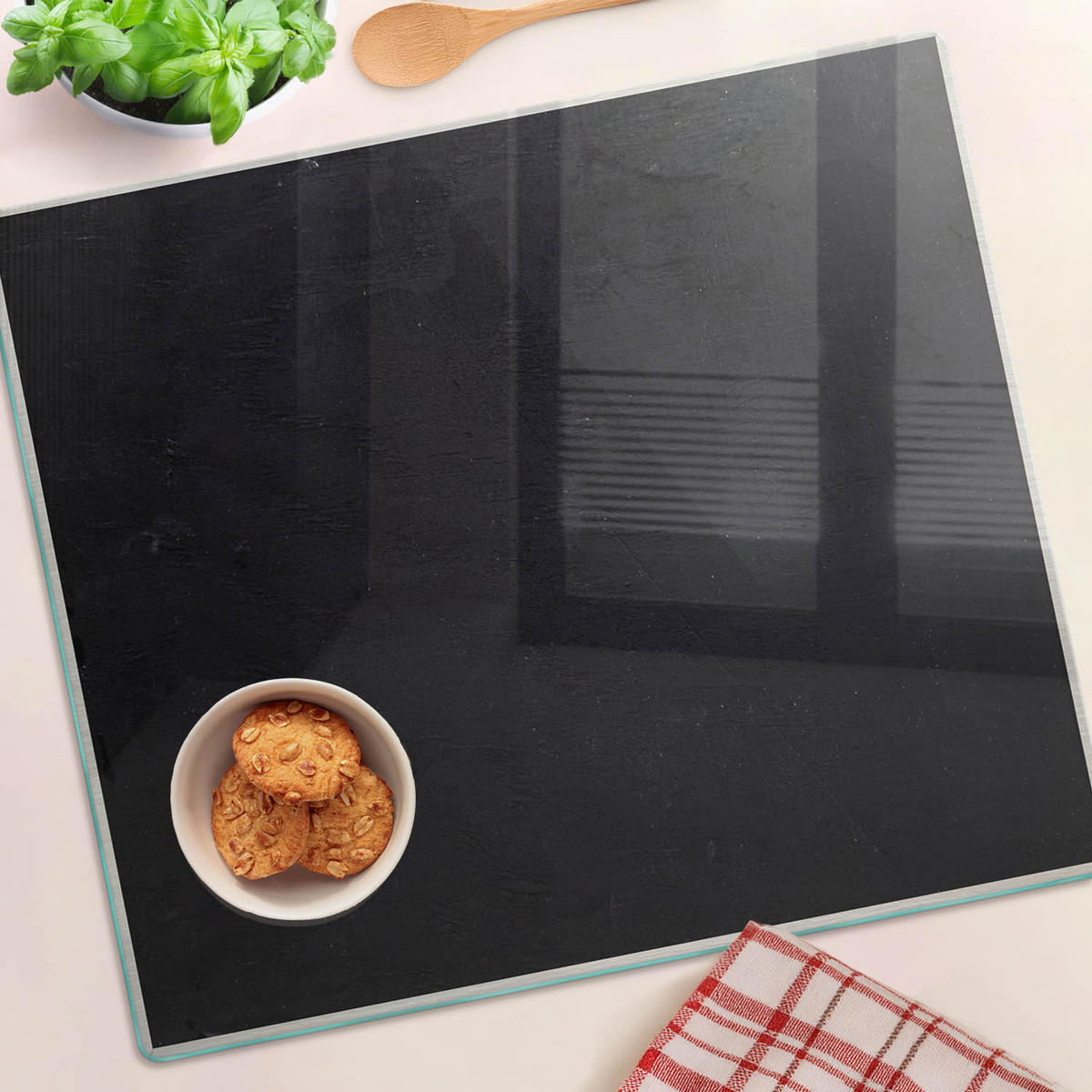 GLASPLATTE 60x52 cm Schwarzes Brett - Schwarz, Glas (60/0.4/52cm) - TULUP