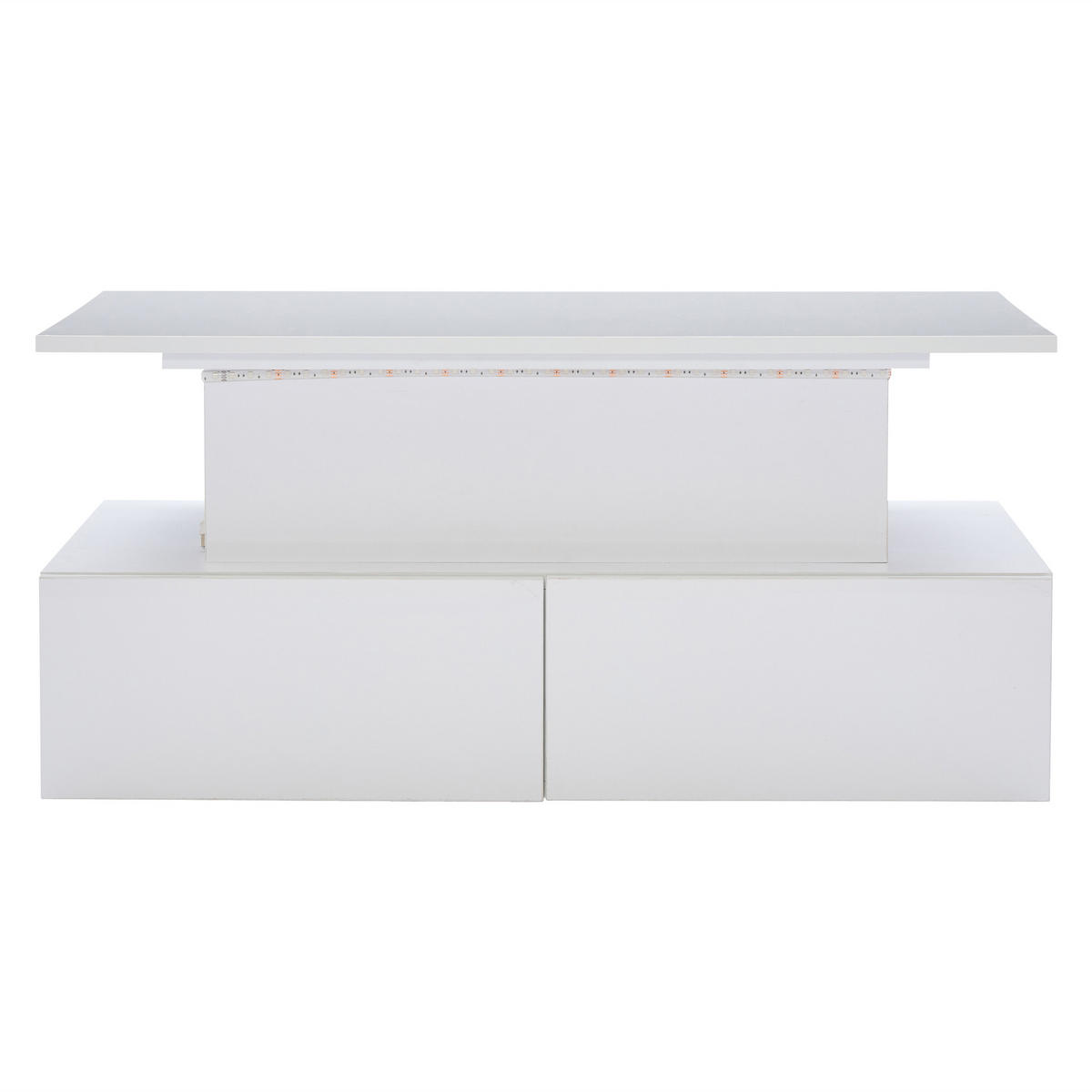 COUCHTISCH 90/55/41 cm weiß mit LED-Beleuchtung und 4 Schubladen - Weiß, Holzwerkstoff (90/55/41cm) - OKWISH