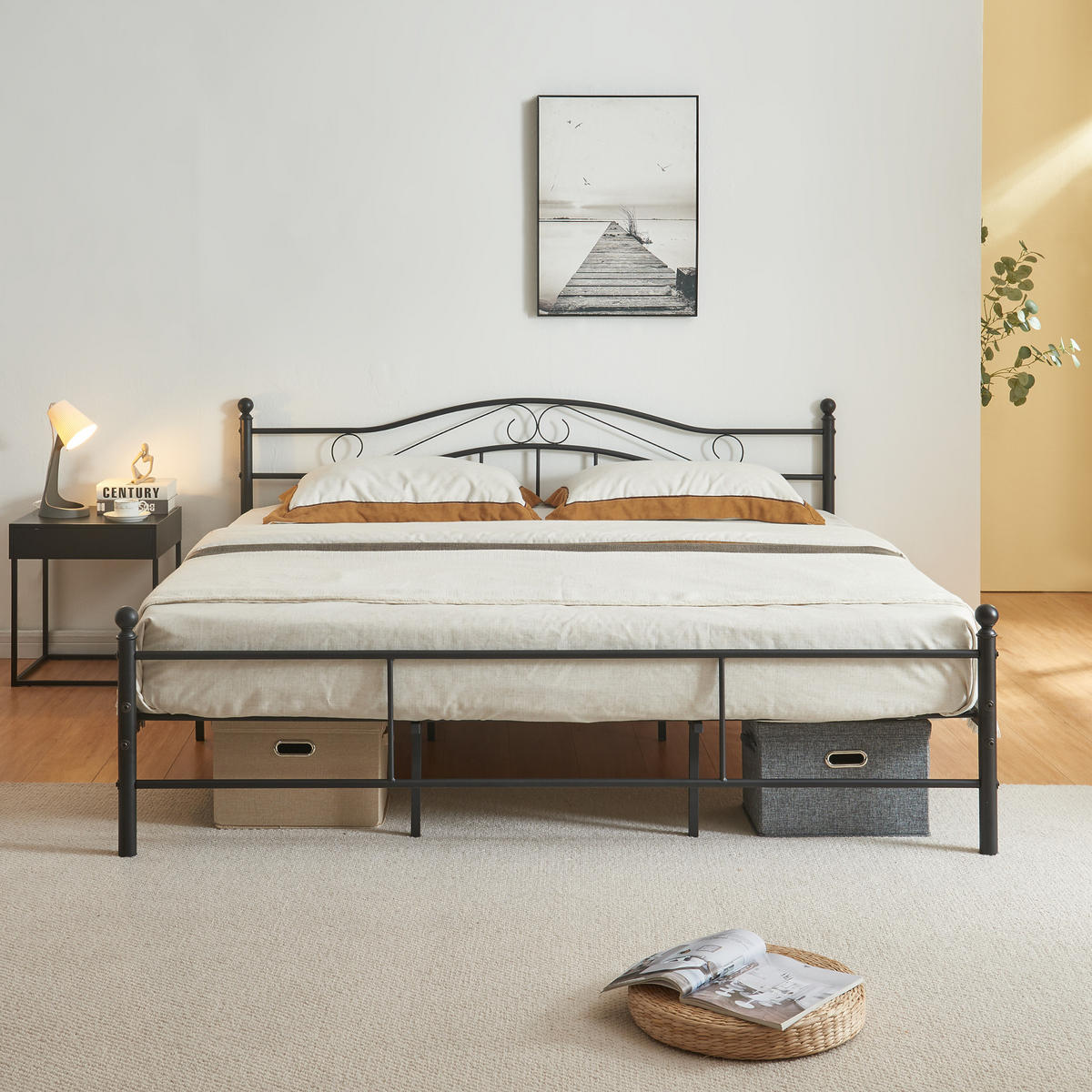 METALLBETT Florenz - Schwarz, Metall (180/200cm) - [en.casa]